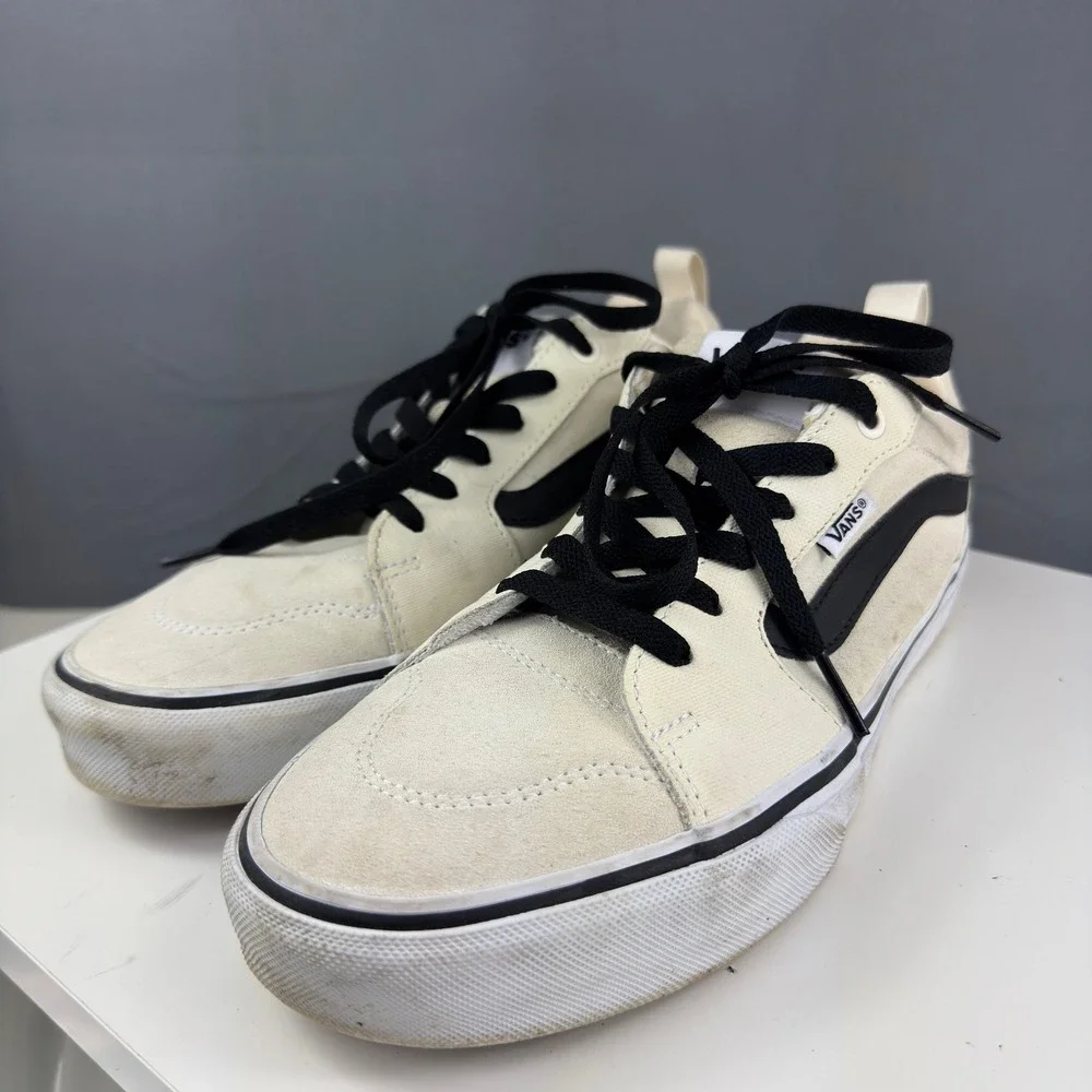 Vans Filmore Sneakers Mens 9 Cream Black Suede Canvas Low Top Skate Shoes 721454
